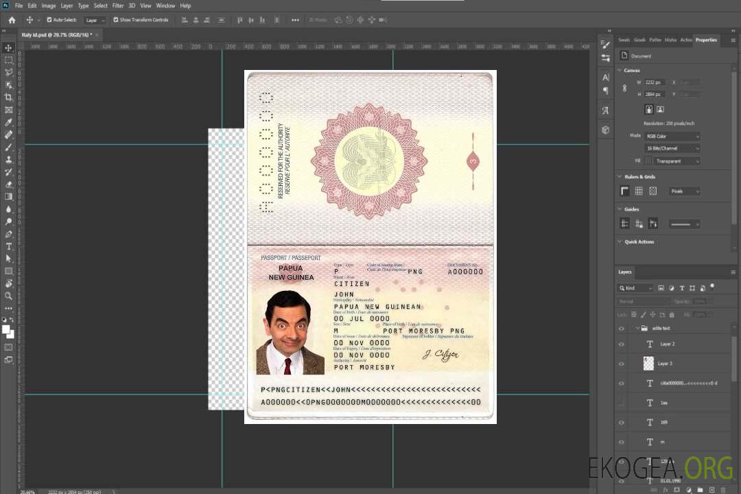 Passeport de Papouasie-Nouvelle-Guinée template Passeport de Papouasie-Nouvelle-Guinée template